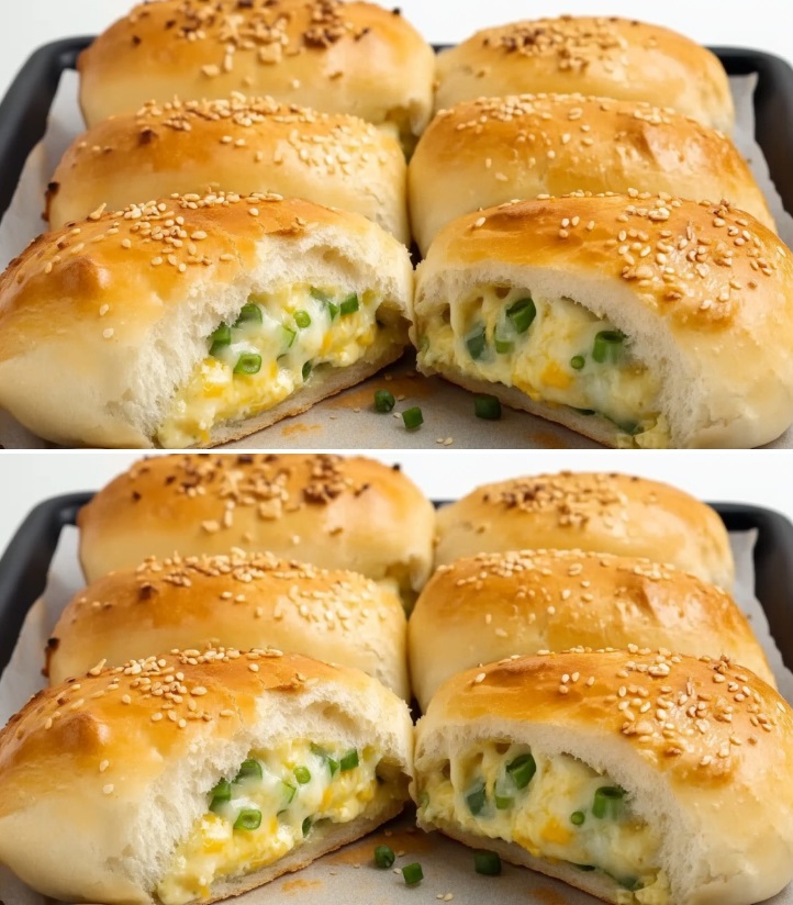 Focacce con uova e cipolle verdi