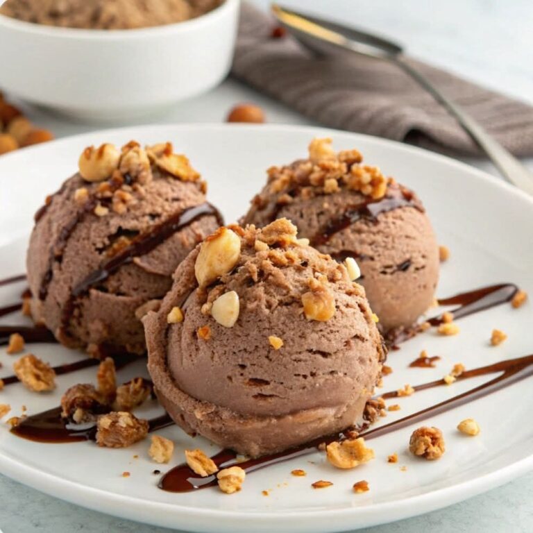Gelato al Cioccolato Fatto in Casa con Noci e Salsa al Fudge