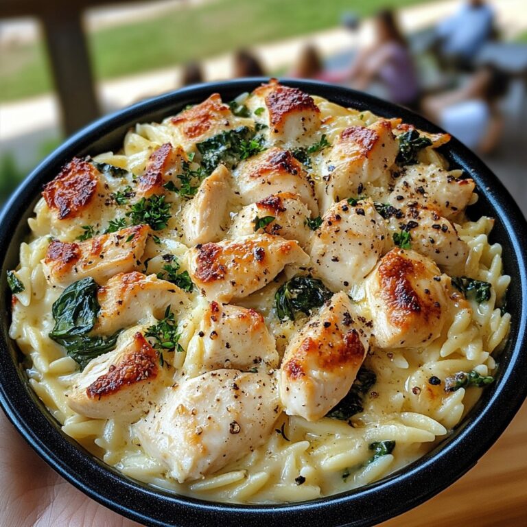 Creamy Chicken & Spinach Orzo Bake