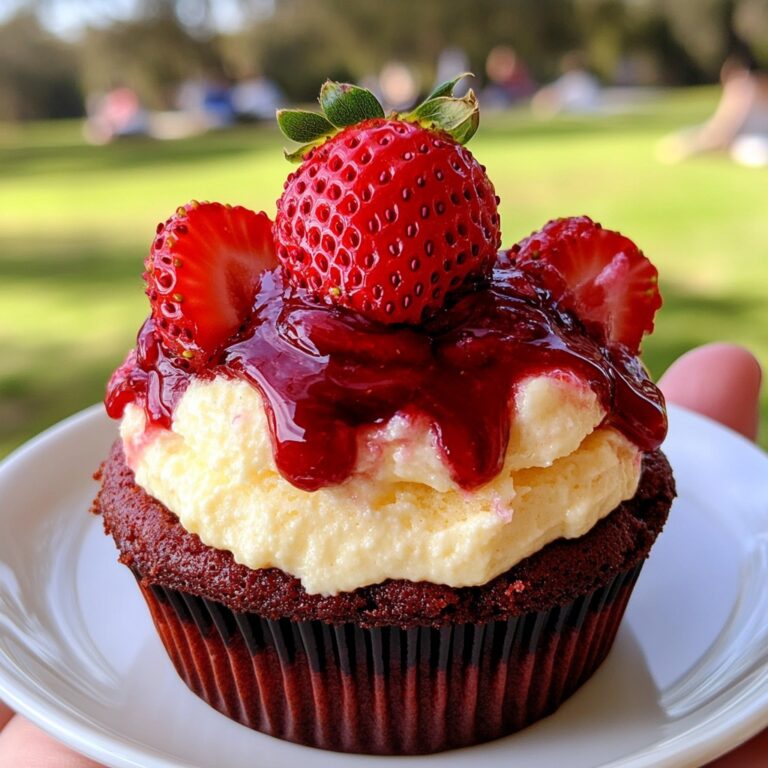 Cupcake Red Velvet con Cheesecake e Vortice di Fragola