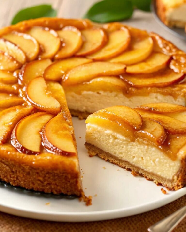 Cheesecake alla vaniglia con mele caramellate e tocco di cannella