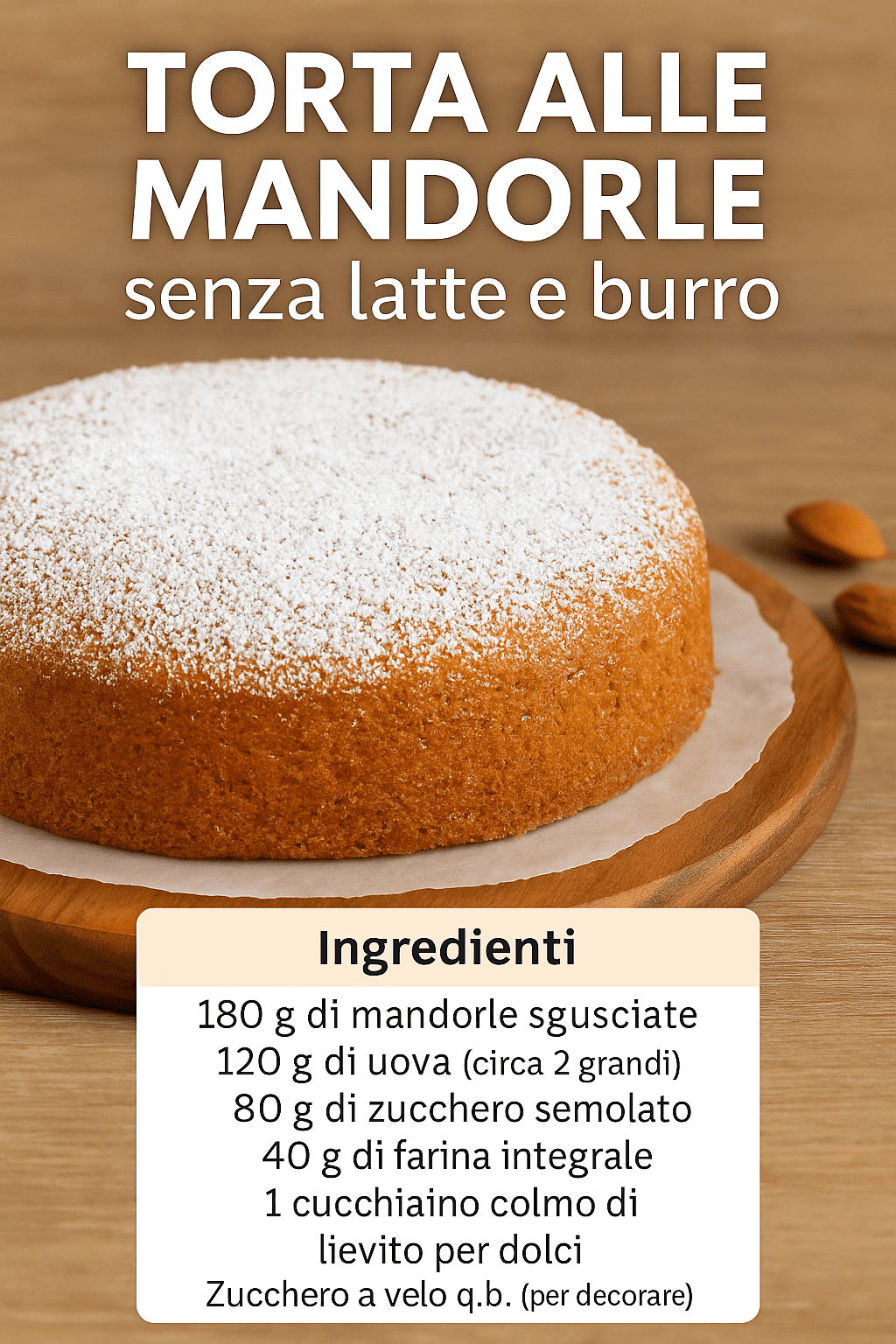 Torta alle Mandorle (senza latte e burro)