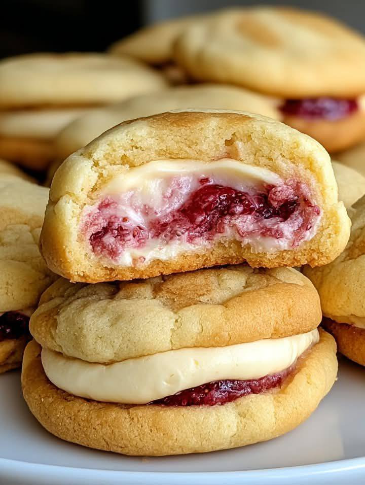 Biscotti Ripieni Tipo Cheesecake alle Fragole e Mandorle