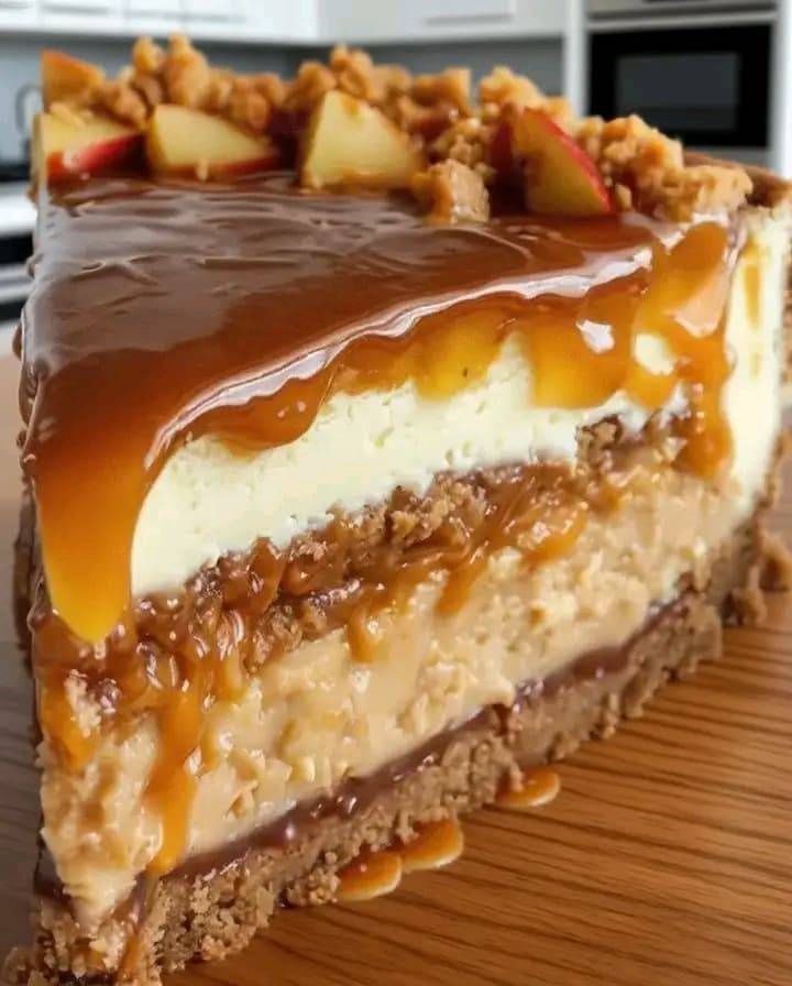 Cheesecake Irresistibile con Mele Caramellate e Salsa Toffee