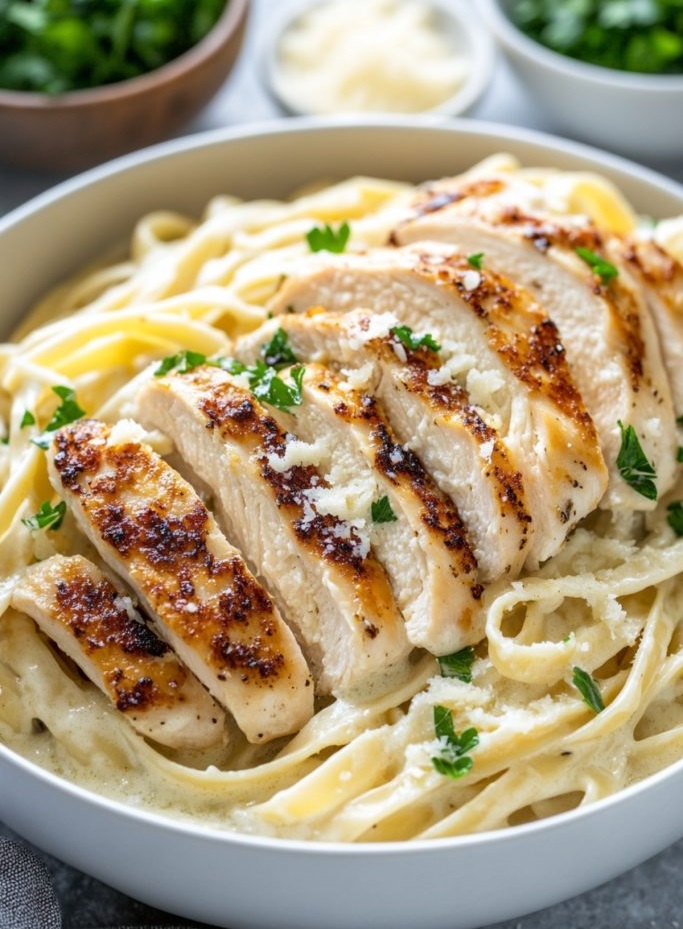 Chicken Alfredo con Fettuccine