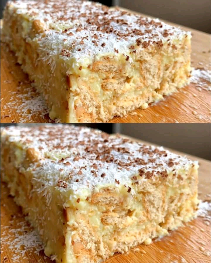 Budino al cocco e ciasto di biscotti