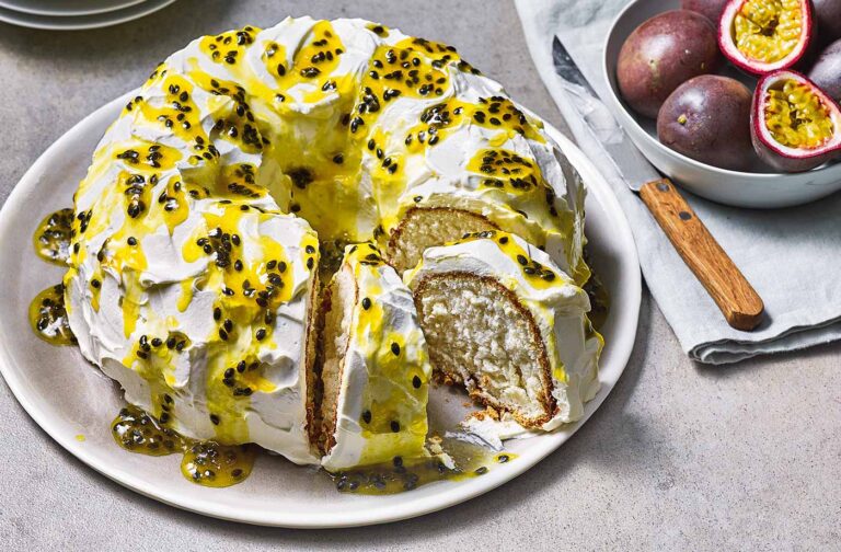 Ricetta della torta degli angeli all’arancia con sciroppo al frutto della passione