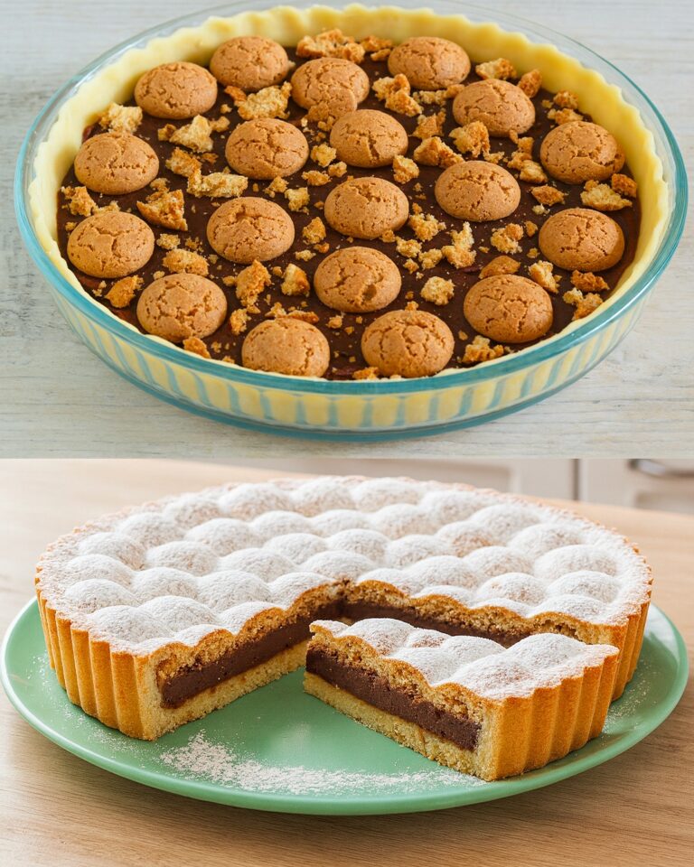 Crostata con amaretti e crema al cioccolato