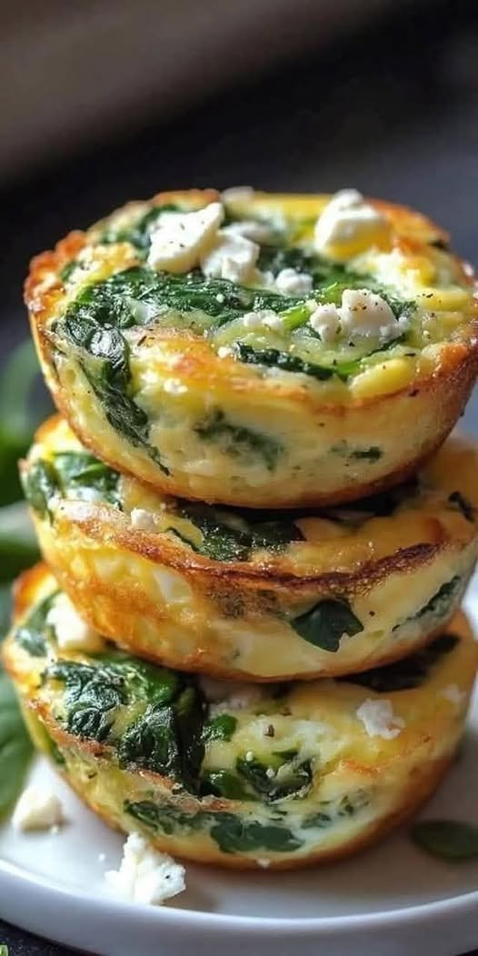 Muffin alle uova con spinaci e feta