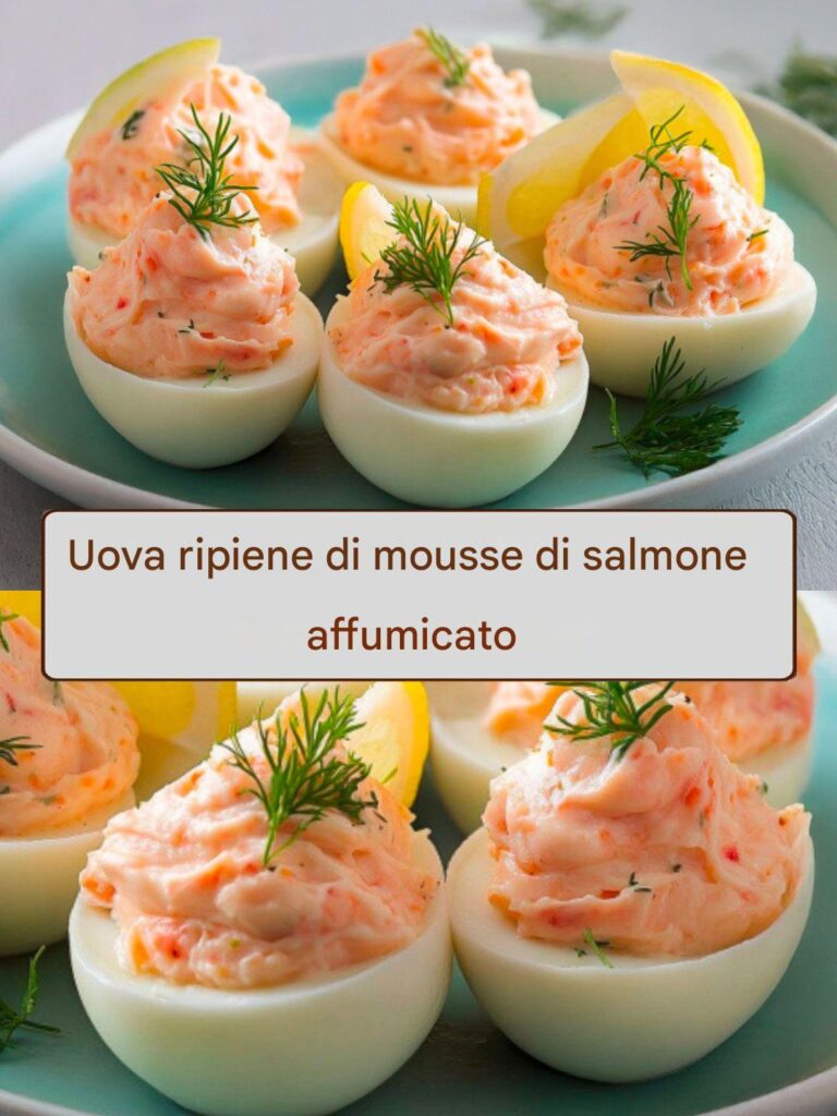Uova ripiene di mousse di salmone affumicato